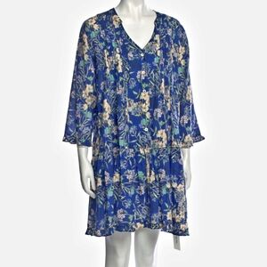 Vilebrequin Blue Tropic Print Long Sleeve Tent Dress With Pockets